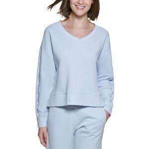 Calvin Klein Women S V Neck High Low Sweatshirt Blue Size Medium